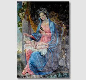 Tela giovanile di Giovanni Maria Borri raffigurante la Beata Vergine Maria ed il Bambino, conservata nella sacrestia del Santuario di Sommariva Bosco